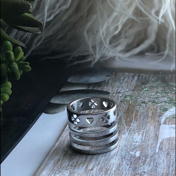 Ring heart four leaf clover size 7.5 silver  2018 - Picture 8 of 8